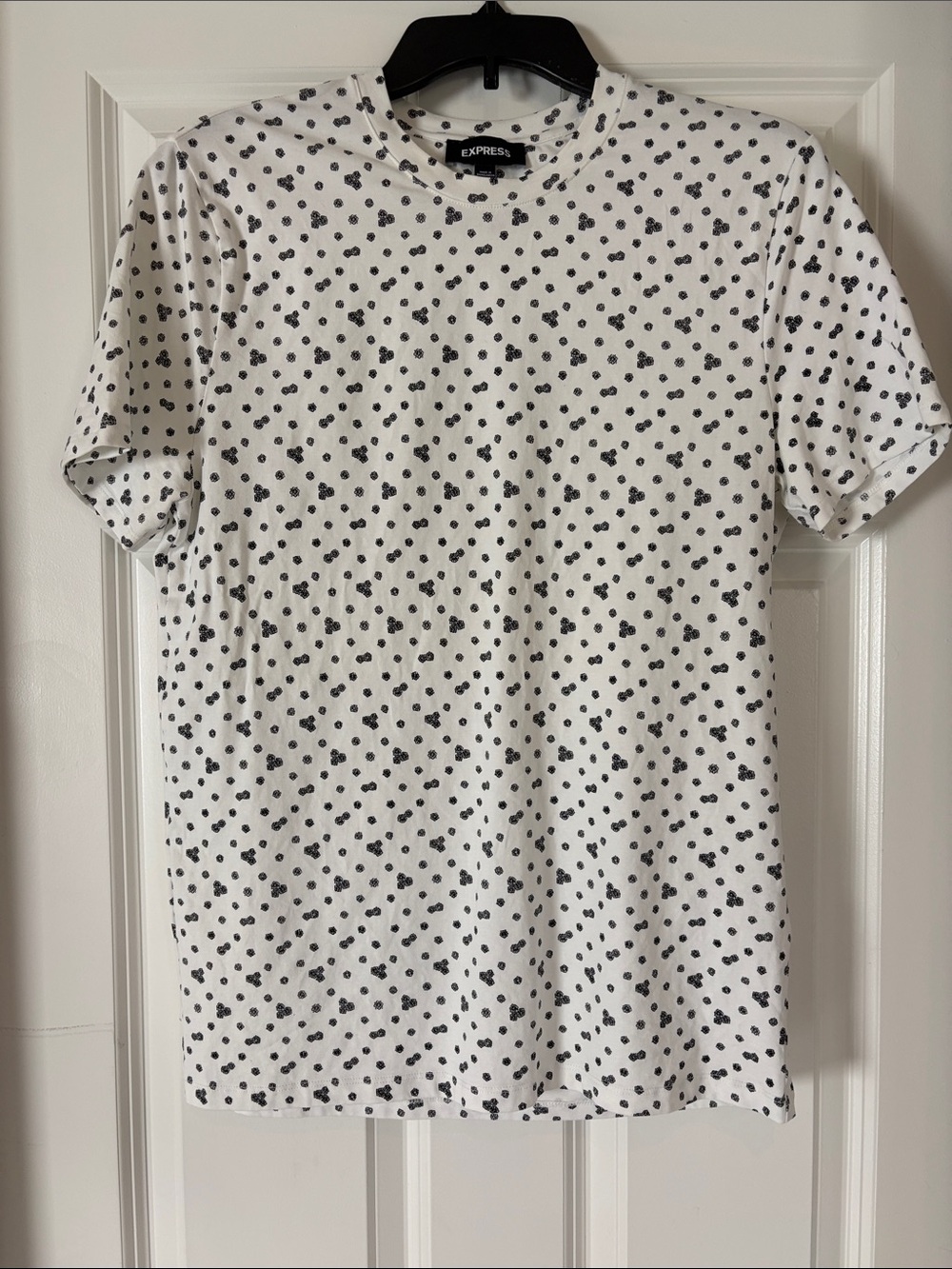 Express White Short-Sleeve Tee with Black flower print